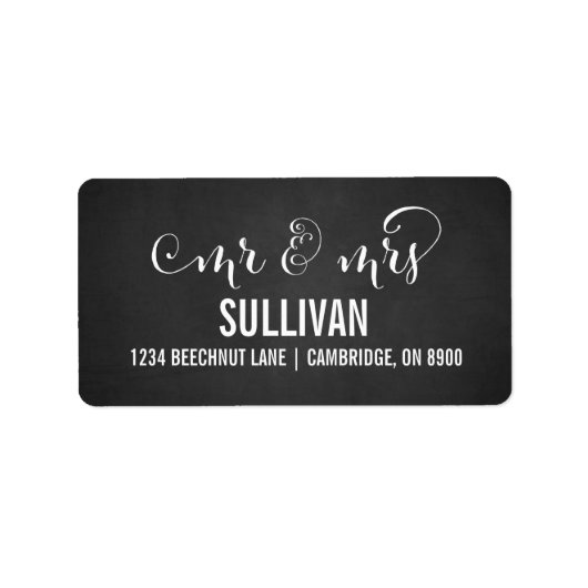Rustikaler Herr & Mrs. Script Wedding Address Labe Adressaufkleber (Vorne)
