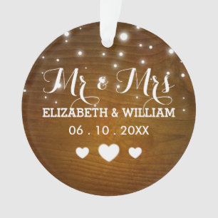 Rustikaler Herr u. Frau Wedding Hearts Christmas Ornament