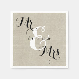 Rustikaler Herr und Frau Linen Custom Wedding Napk Serviette