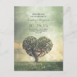 rustikaler Herzbaum Save the Date Vintag Ankündigungspostkarte