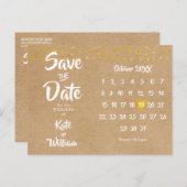 Rustikaler Herzkalender Boho Save the Date Postkarte (Vorne/Hinten)