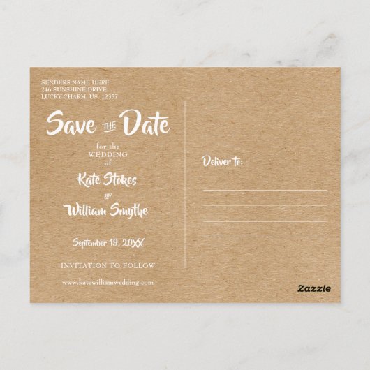 Rustikaler Herzkalender Boho Save the Date Postkarte (Rückseite)