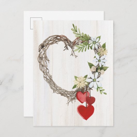 Rustikaler Herzkranz II Postkarte (Vorne/Hinten)