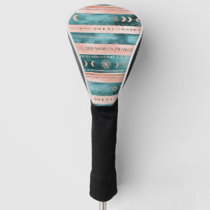 Rustikaler Himmelstreifen Mond Sonne Erdig Golf Headcover