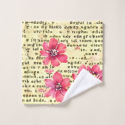 Rustikaler Hintergrund mit Blumen und Buchstaben Badhandtuch Set (Waschlappen)
