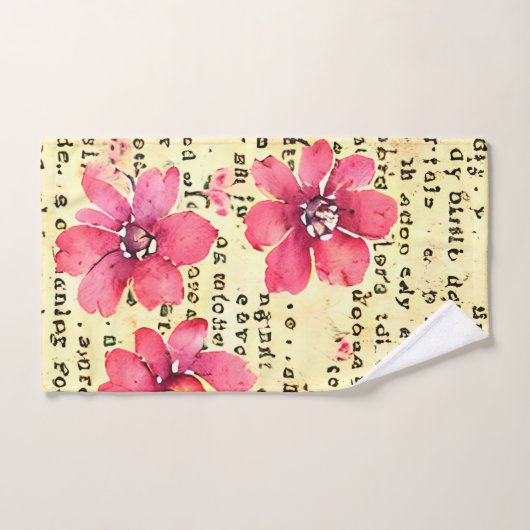 Rustikaler Hintergrund mit Blumen und Buchstaben Badhandtuch Set (Handtuch)