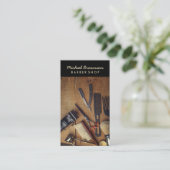 Rustikaler Hipster Retro Barbershop Visitenkarte (Stehend Vorderseite)