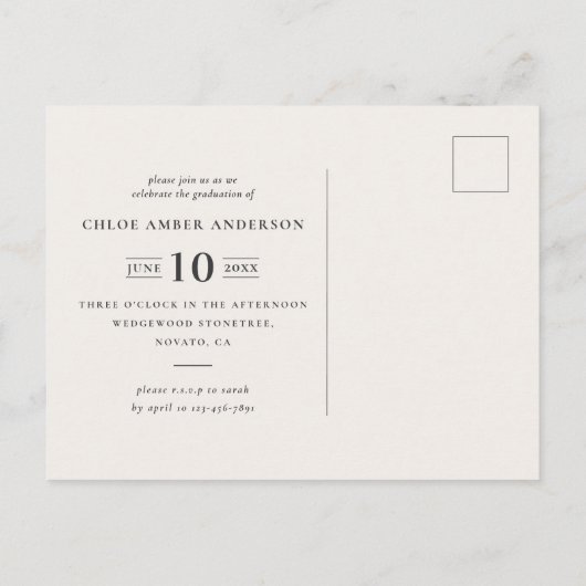 Rustikaler Hirsch und graduiertes Party-mit Ankündigungspostkarte (Rückseite)