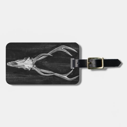 Rustikaler Hirschkopf Gepäckanhänger (Vorderseite horizontal)