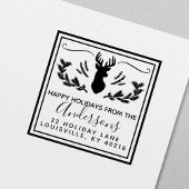 Rustikaler Hirschkopf-Kiefer-Weihnachts-Rücksende- Permastempel