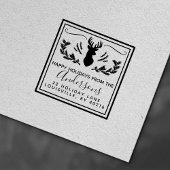 Rustikaler Hirschkopf-Kiefer-Weihnachts-Rücksende- Permastempel