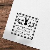 Rustikaler Hirschkopf-Kiefer-Weihnachts-Rücksende- Permastempel