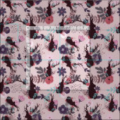 Rustikaler Hirschkopf Mauve Pink Floral Trendmuste Stoff (Kachel)