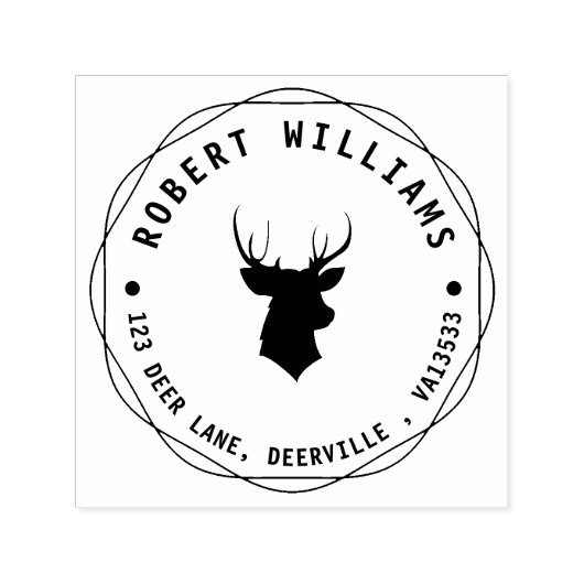 Rustikaler Hirschkopf mit Name und Rücksendeadress Permastempel (Design)