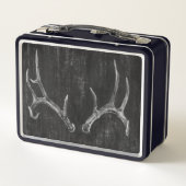 Rustikaler Hirschtierkopf im Kopfbrett Metall Lunch Box (Rückseite)