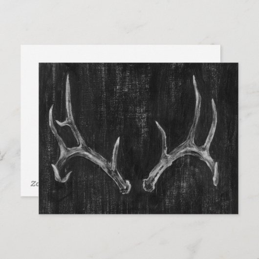 Rustikaler Hirschtierkopf im Kopfbrett Postkarte (Vorne/Hinten)