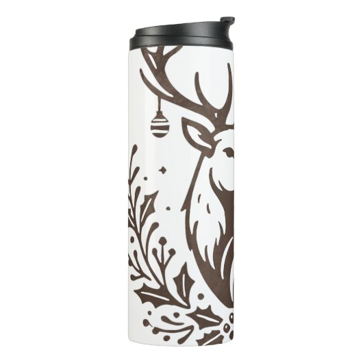 Rustikaler Hirschtumbler | Vintages Reindedesign Thermosbecher (Nach links gedreht)