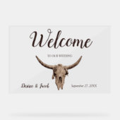 Rustikaler Hochzeitbrown Bull Skull Country Wester Acrylschild (Vorderseite)