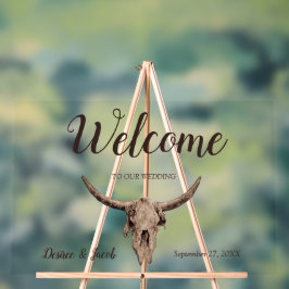 Rustikaler Hochzeitbrown Bull Skull Country Wester Acrylschild