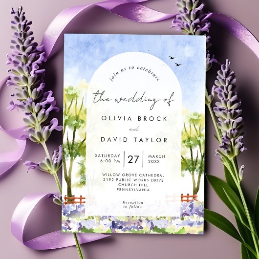 Rustikaler Hochzeitlavender Boho Einladung