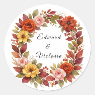 Rustikaler Hochzeitsaufkleber Floraler Kranz Herbs Runder Aufkleber