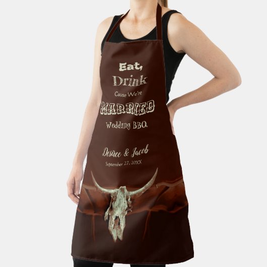 Rustikaler Hochzeitsfunny Bull Skull Brown Western Schürze (InSitu)