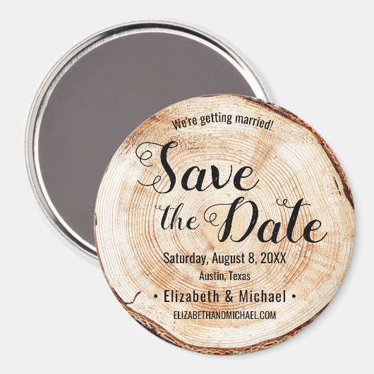 Rustikaler Hochzeitsholz Magnet (Vorderseite/Rückseite)
