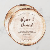 Rustikaler Hochzeitsholzkörner QR-Code Details Einladung (Vorne/Hinten)
