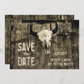 Rustikaler Hochzeitskull-Western Save the Date (Vorne/Hinten)