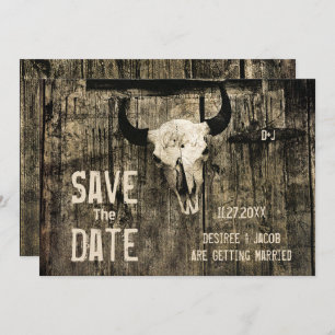 Rustikaler Hochzeitskull-Western Save the Date