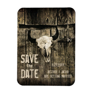 Rustikaler Hochzeitskull-Western Save the Date Magnet