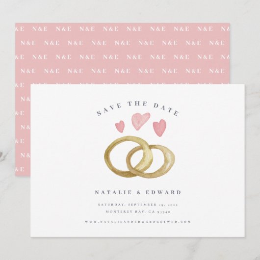 rustikaler Hochzeitsring Save the Date (Vorne/Hinten)