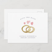 rustikaler Hochzeitsring Save the Date Postkarte (Vorne/Hinten)
