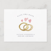 rustikaler Hochzeitsring Save the Date Postkarte (Vorderseite)