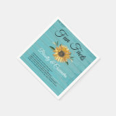 Rustikaler Hochzeitsspass Sonnenblumenlicht Aquama Serviette (Ecke)