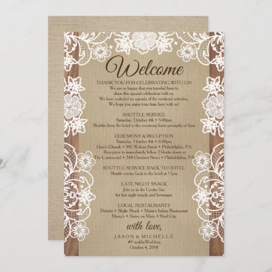 Rustikaler Hochzeitstag - Begrüßung Programm (Vorne/Hinten)