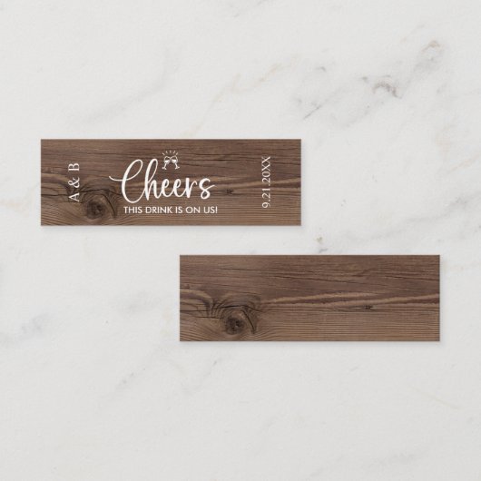 Rustikaler Hochzeitsticket Mini Visitenkarte (Vorne/Hinten)