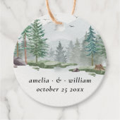Rustikaler Hochzeitwaldwald Pinienwald Geschenkanhänger (Vorderseite)