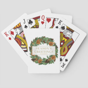 Rustikaler Holiday Driving Orange Pine Wreath Spielkarten