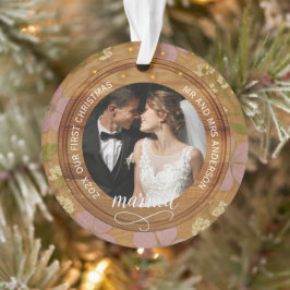 Rustikaler Holz-Blumen-Weihnachten für Paare, die  Ornament