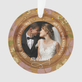 Rustikaler Holz-Blumen-Weihnachten für Paare, die Ornament