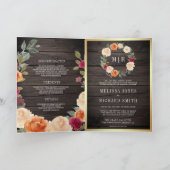 Rustikaler Holz-Blumenkranz QR Code Hochzeit Einladung (Innenseite)