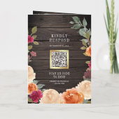 Rustikaler Holz-Floralkranz mit Erdton QR-Code Hoc Einladung (Rückseite)