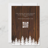 Rustikaler Holz Herbst Winter Hochzeit QR Code Save The Date (Rückseite)