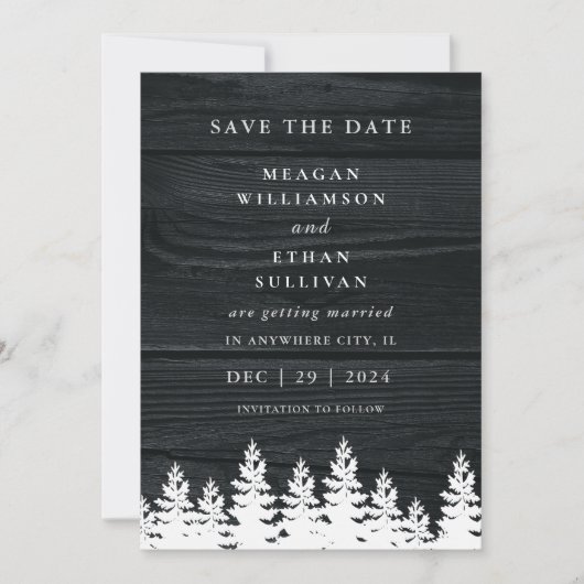 Rustikaler Holz Herbst Winter Hochzeit QR Code Save The Date (Vorderseite)