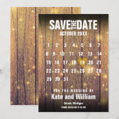 Rustikaler Holz-Kalender Save-the-Date Save The Date (Vorne/Hinten)