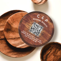 Rustikaler Holz-QR-Code für Hochzeits-Einladung mi