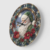 Rustikaler Holz-Weihnachtsmann Fröhlich Große Wanduhr (Winkel)