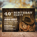 Rustikaler Holz Western 40. Geburtstag Party Einladung<br><div class="desc">Laden Sie Ihre Freunde und Lieben zu Ihrem 40. Geburtstag Party mit diesem rustikalen Western ein.</div>