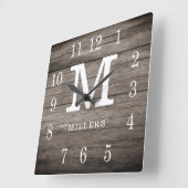 Rustikaler Holzbauernname Familienname Custom Mono Quadratische Wanduhr (Winkel)